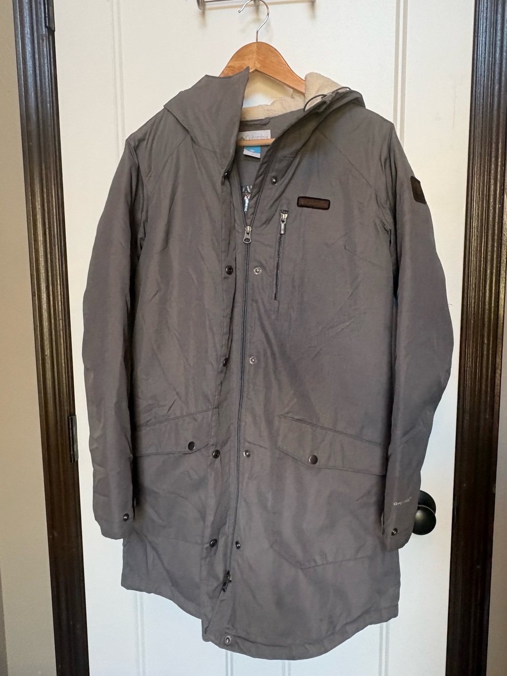 Columbia Suttle Mountain Long Insulated Puffer Jacket Parka Gray Sherpa Medium